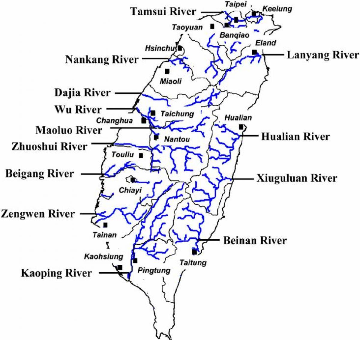 Карта рек Тайваня