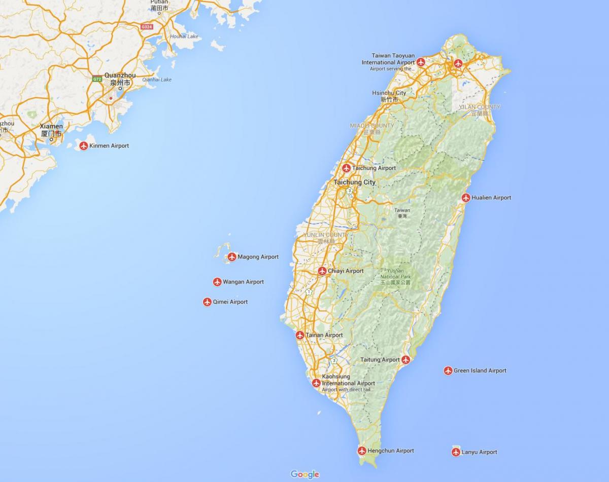 Карта аэропортов Тайваня